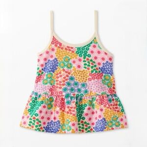 Hanna Andersson Floral Print Peplum Tank Top Girls Size 8